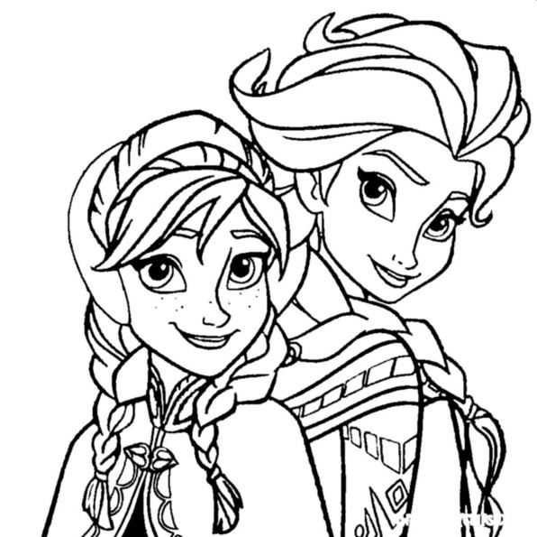 | Kleurplaat Frozen Anna en Elsa elsa anna frozen