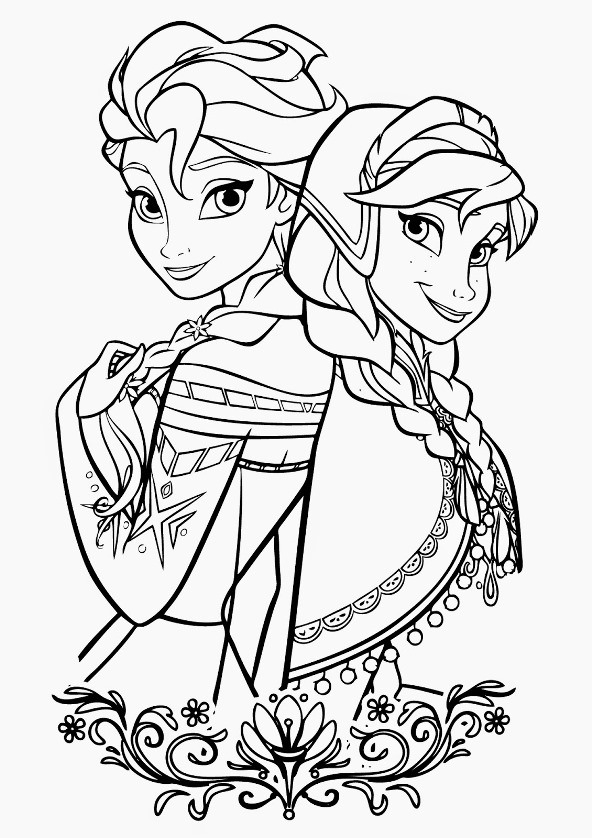 | Kleurplaat Frozen Anna en Elsa frozen