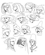 kleurplaat Hoeden van mannen, 1400