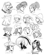 kleurplaat Hoeden van mannen, 1400