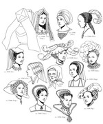 kleurplaat Hoeden en haarmode uit 1500