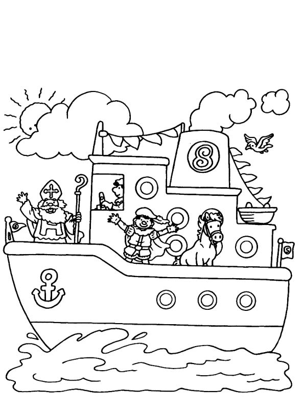 Zonsverduistering Bedenk toilet Kids-n-fun | Kleurplaat Stoomboot van Sinterklaas Stoomboot onderweg
