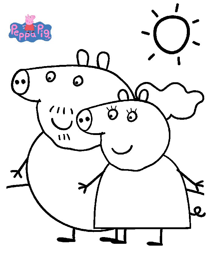 Verwonderend Kids-n-fun | Kleurplaat Peppa de Big Opa en Oma van Peppa PZ-77